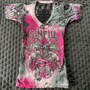 Sinful Pink V-neck T-shirt.